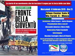 “Fronte della gioventù” Serata evento mercoledì 4 febbraio ore 21 presso Urban Center – Monza