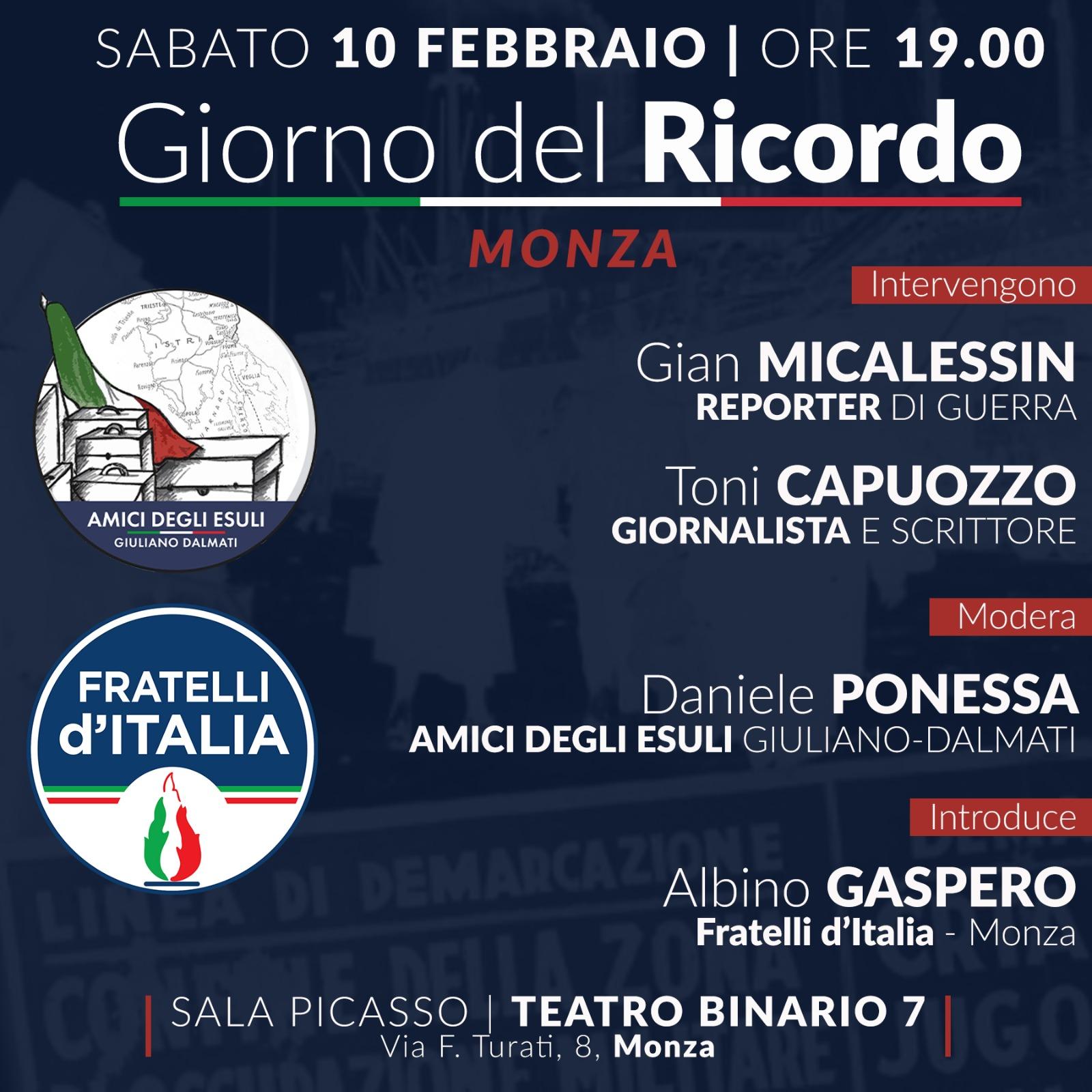 Toni Capuozzo e Gian Micalessin a Monza per il “Giorno del Ricordo”